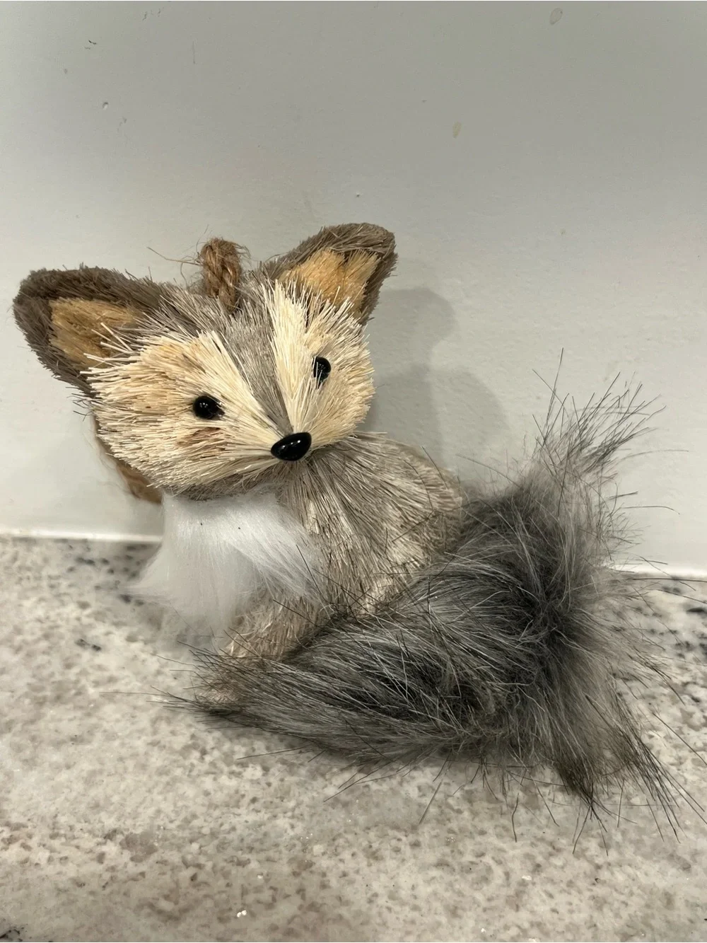 Large Plush Grey Fox ornament